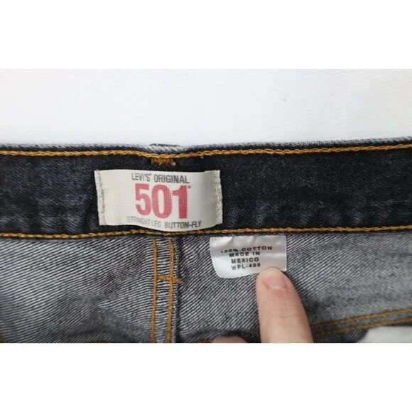 Vtg Y2K Levis 501xx Mens 34x32 Faded Button Fly Original Fit Denim Jeans Black